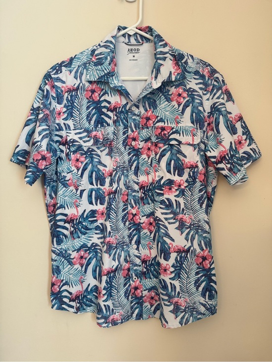 Izod Other - IZOD Saltwater Vented Fishing Shirt Men’s Medium Flamingo Tropical Button Up